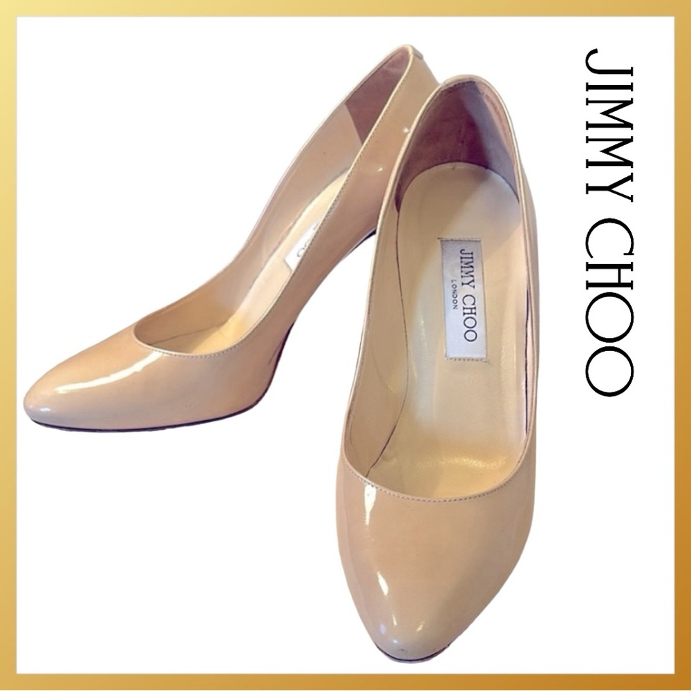 Jimmy Choo Vikki Pumps Nude Patent Leather | Wedding/Events Sz39 - Picture 1 of 15